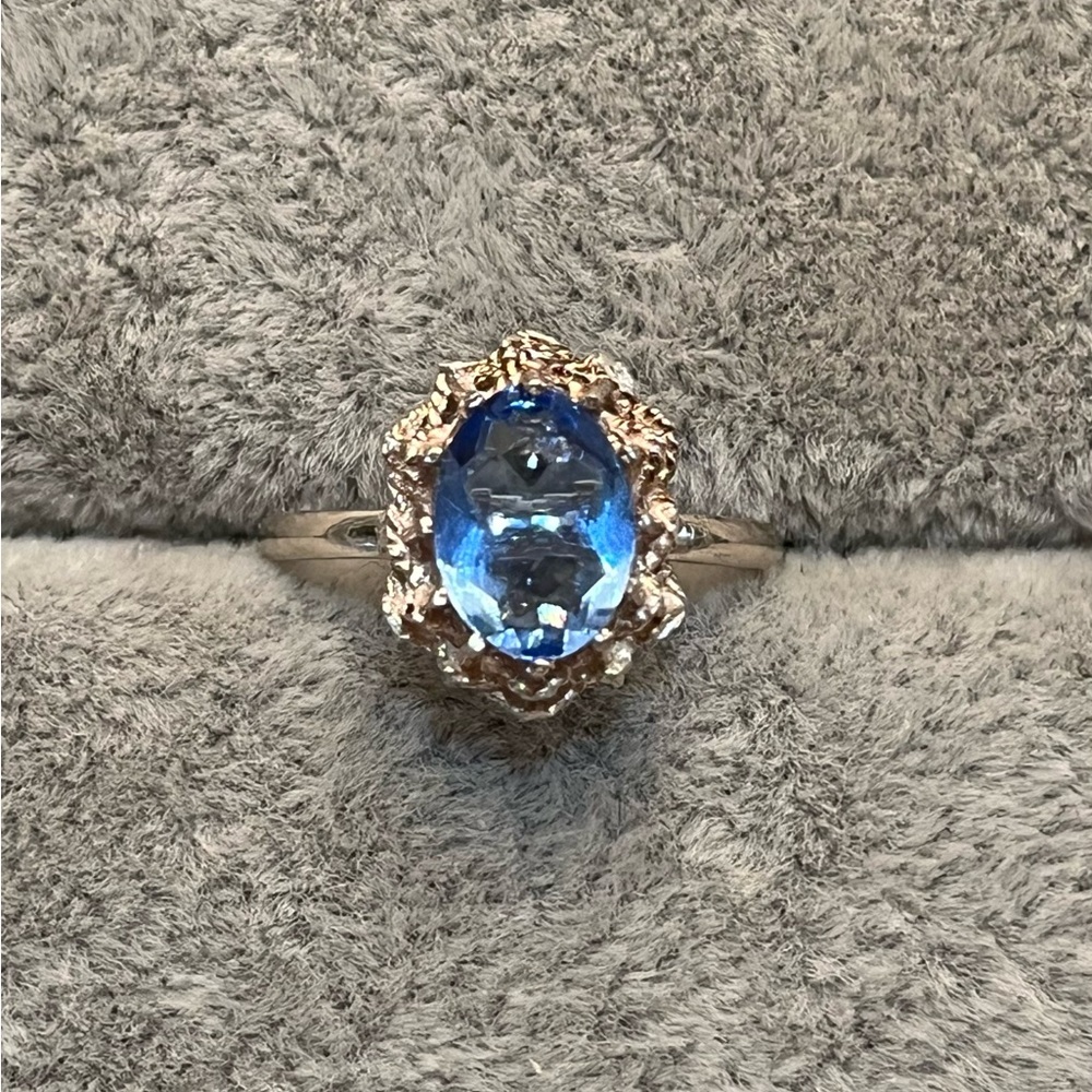 Elegant Blue Gemstone Sterling Silver Ring